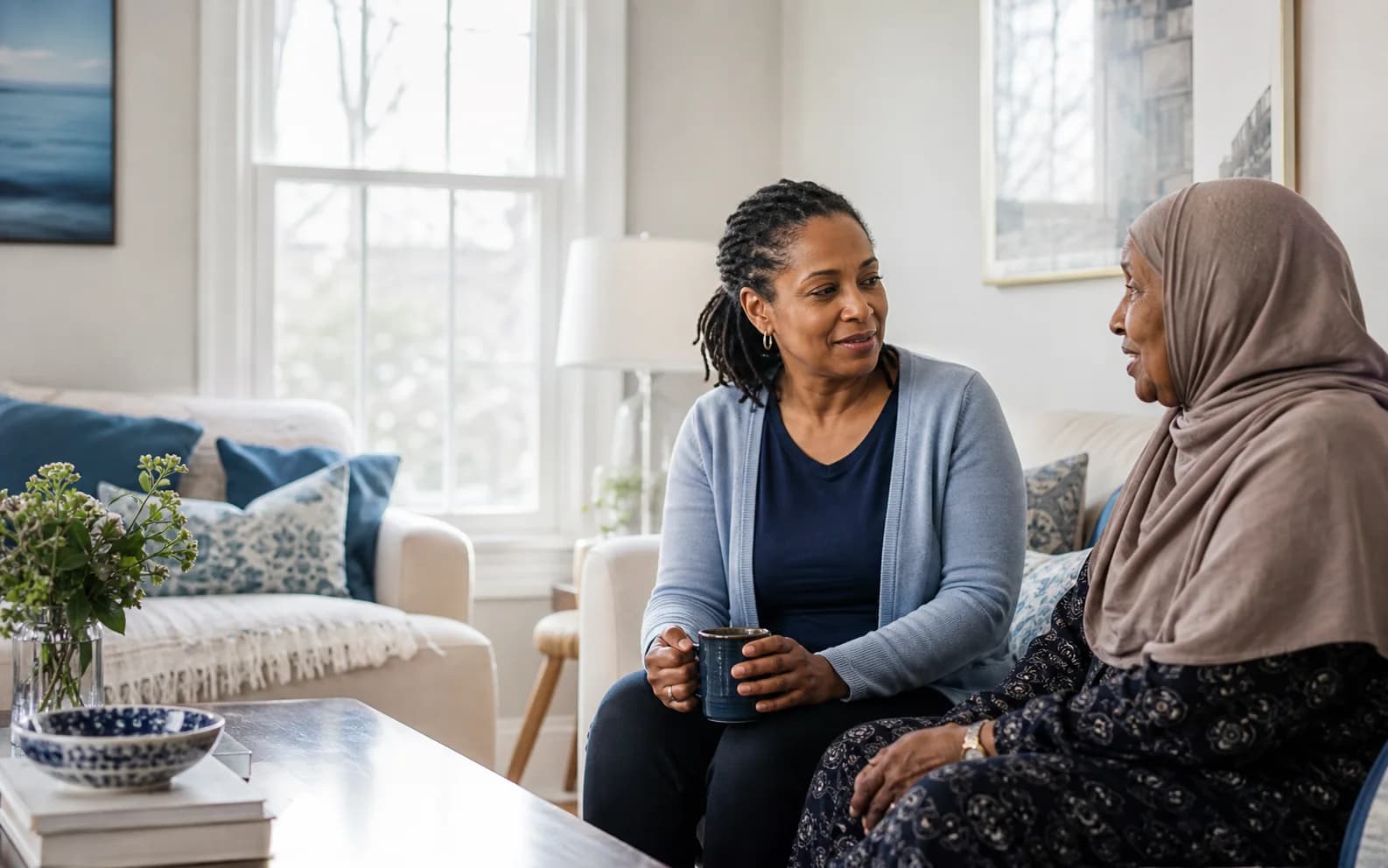 Caregiver assisting a client at home